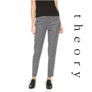 Theory Gray Plaid Ankle Pants